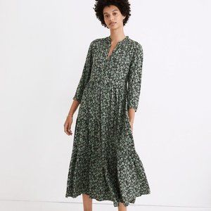 Madewell NWT Button-Front Tiered Midi Dress in Fleur Field Sz XXS